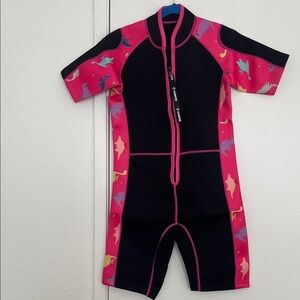 Kids Swim Wetsuit - Pink and Black